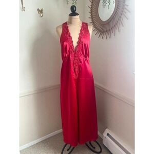 Vintage Gold Label Red Lace Victoria's Secret Slip Dress